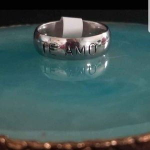 Stainless steel band ring Te amo stamped